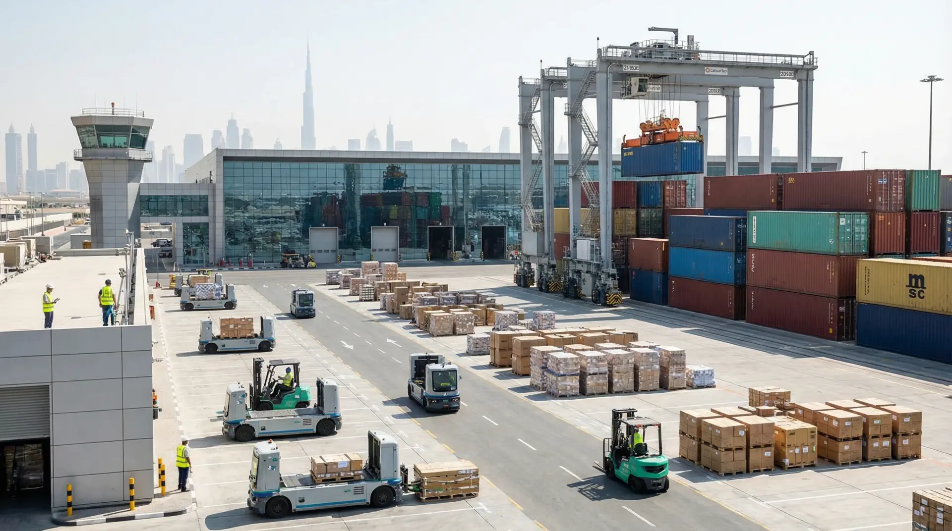 Professional logistics operations with air freight and cargo handling